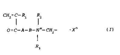 wobei R1 H oder CH3 ist; R2 und R3 jeweils eine Alkylgruppe mit 1 bis 3 Kohlenstoffatomen sind; A...