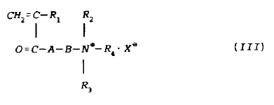 wobei R1 H oder CH3 ist; R2 und R3 jeweils eine Alkylgruppe mit 1 bis 2 Kohlenstoffatomen sind; R4...