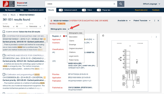 Espacenet deals patent search