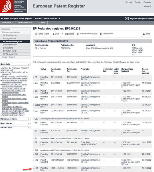 Improvements in the European Patent Register Epo