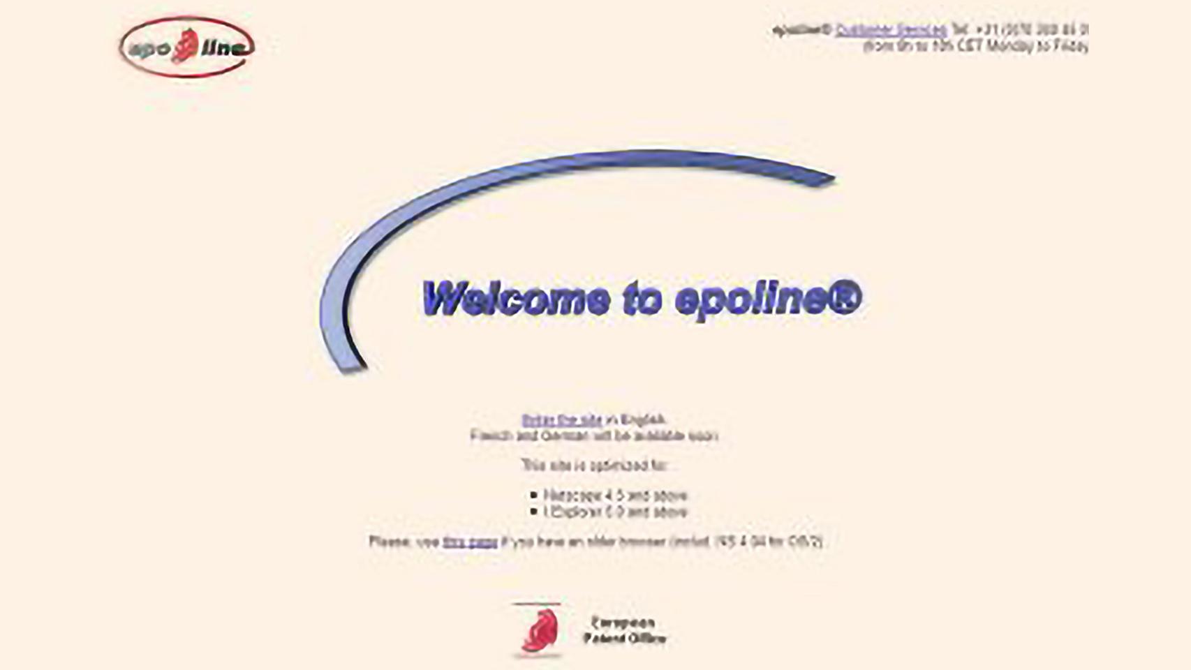 Screenshot of the first version of epoline